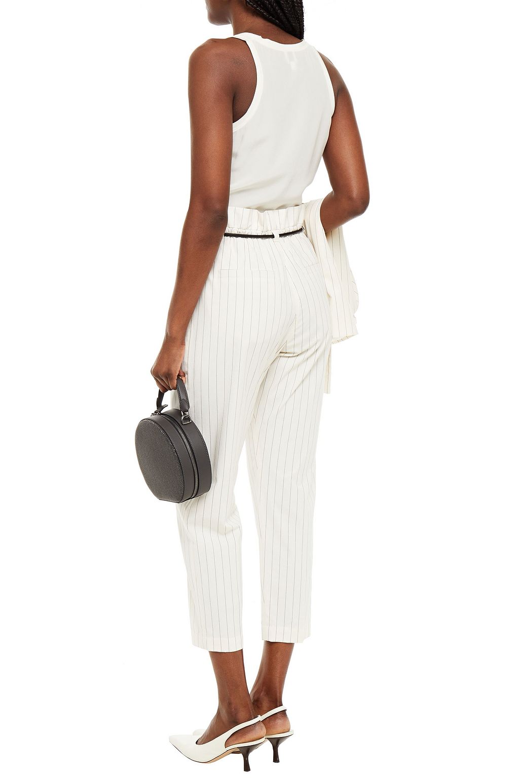 BRUNELLO CUCINELLI Cropped pinstriped cotton-blend tapered pants