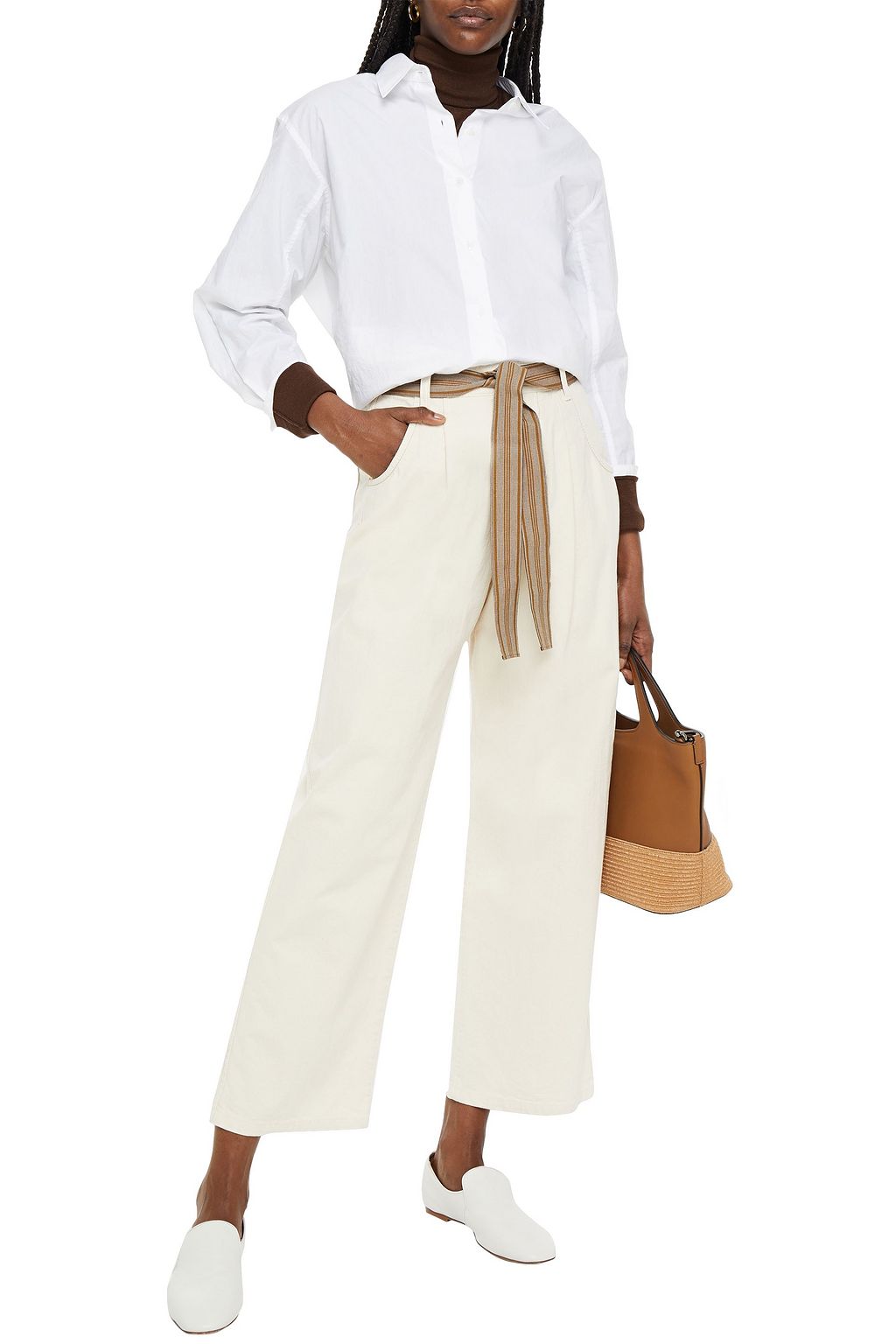 BRUNELLO CUCINELLI Belted mid-rise wide-leg jeans