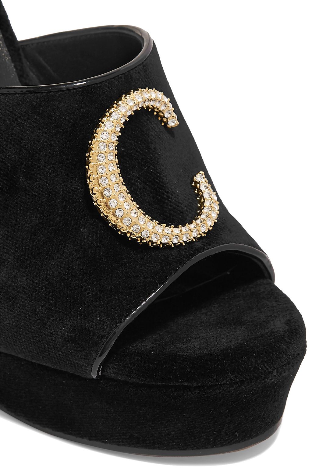 CHLOÉ Chloé C logo-embellished velvet platform sandals