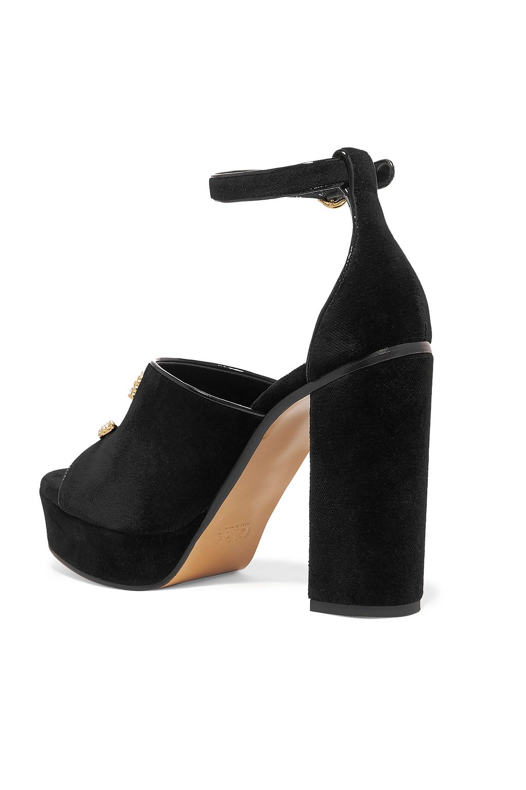 CHLOÉ Chloé C logo-embellished velvet platform sandals
