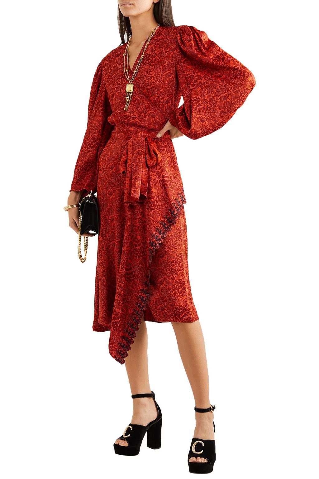 CHLOÉ Chloé C logo-embellished velvet platform sandals