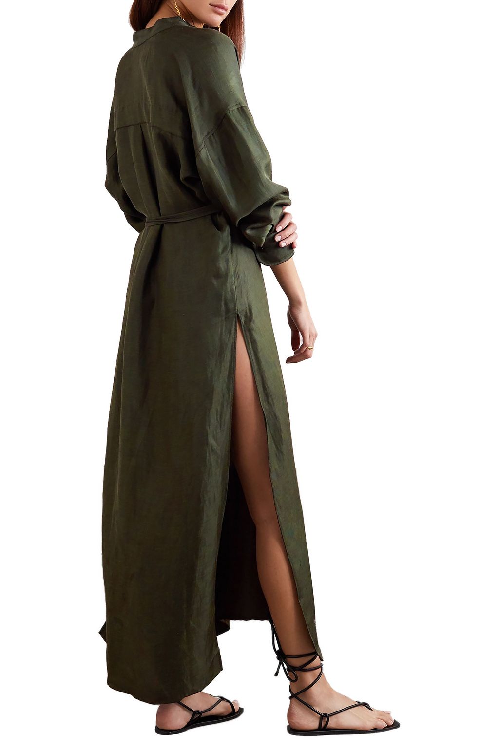 BONDI BORN Cotton and linen-blend twill maxi dress