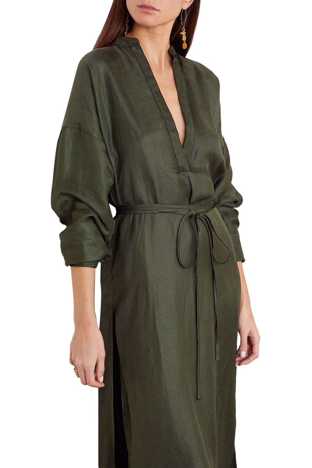 BONDI BORN Cotton and linen-blend twill maxi dress