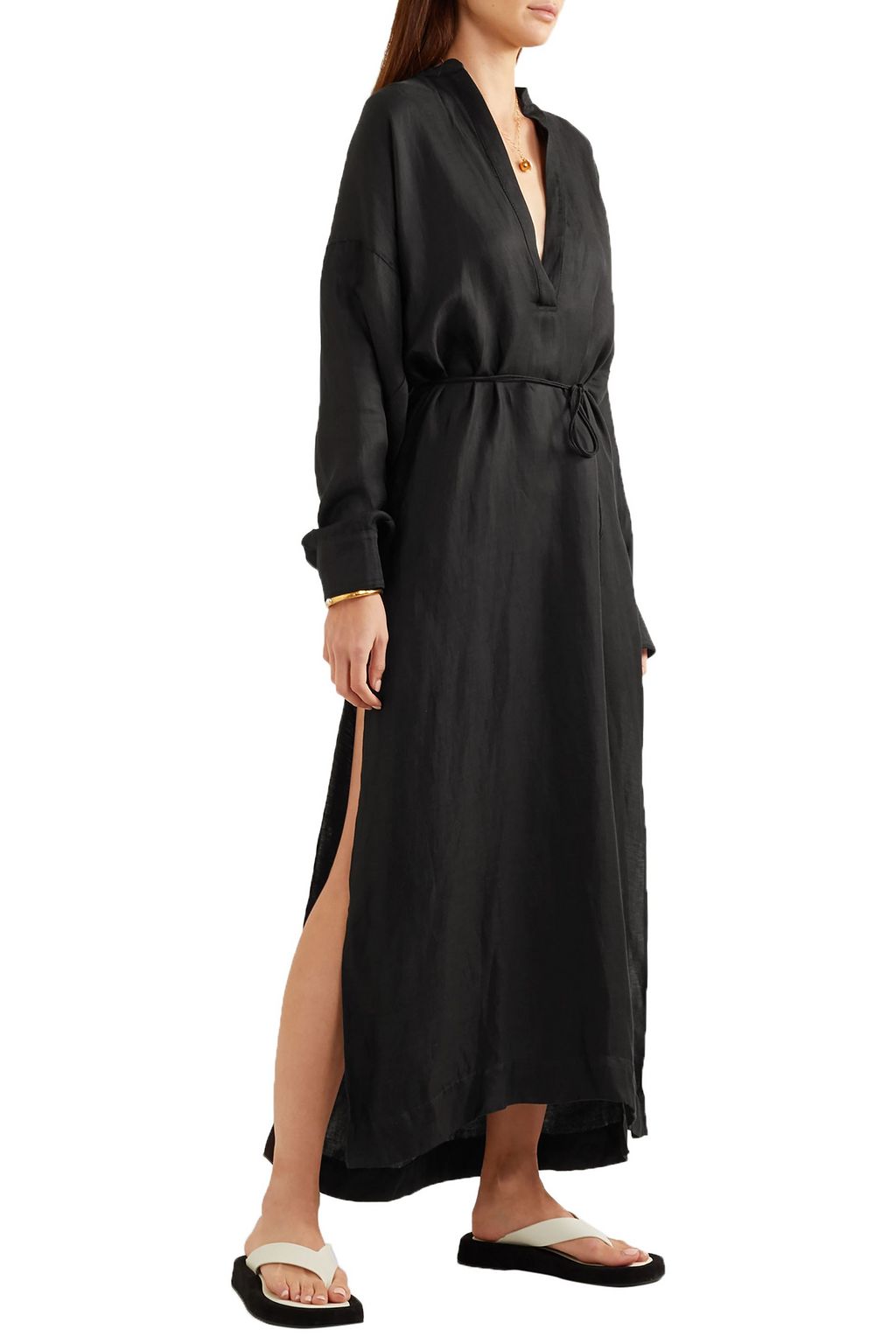 BONDI BORN Cotton and linen-blend twill maxi dress