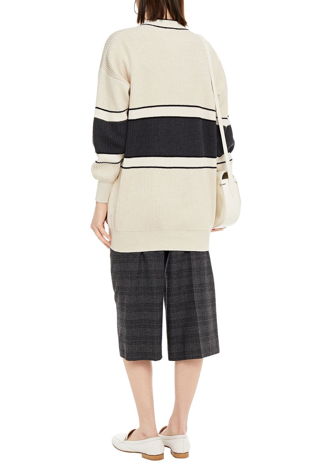 BRUNELLO CUCINELLI Striped ribbed cotton cardigan