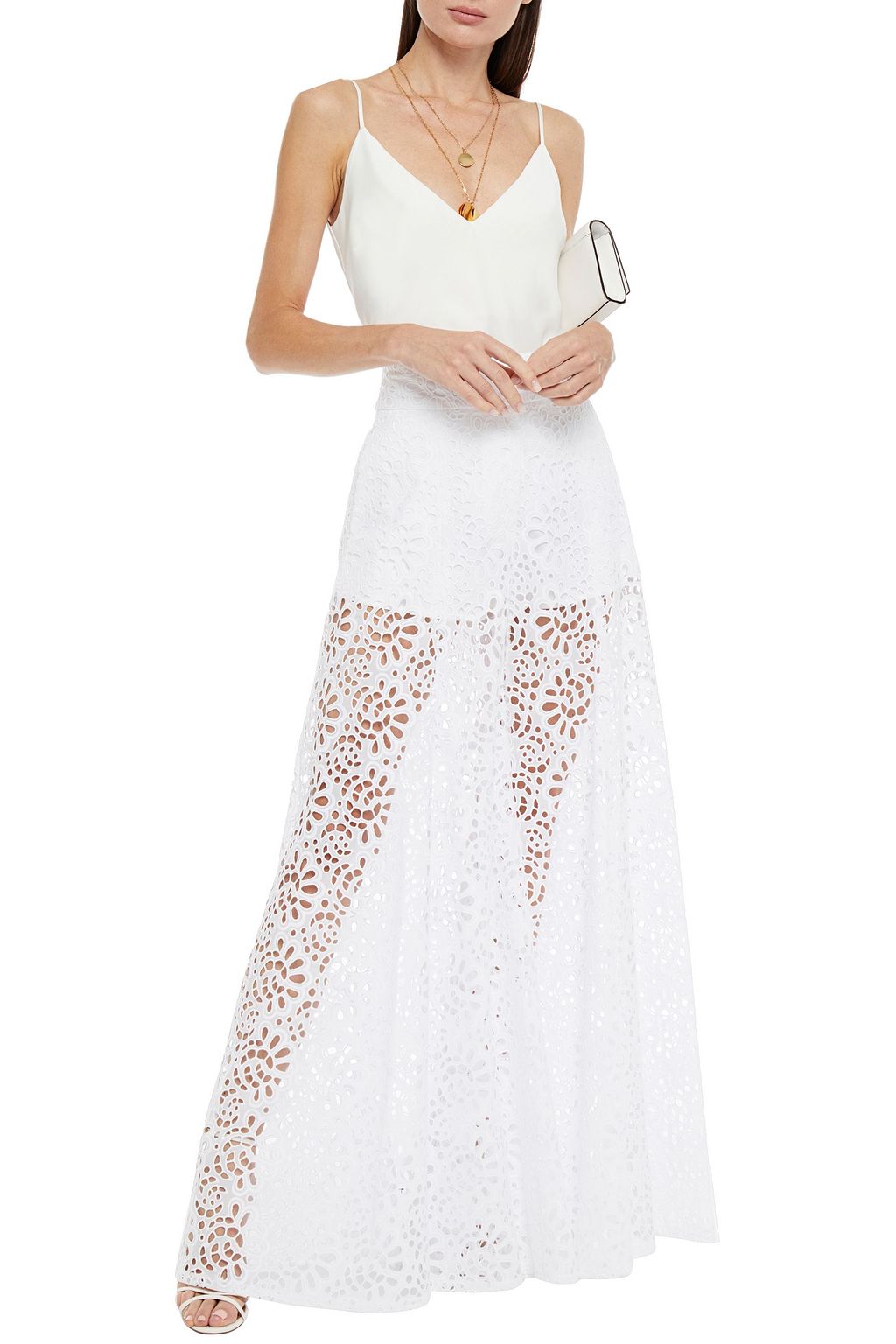 CAROLINA HERRERA Broderie anglaise cotton wide-leg pants