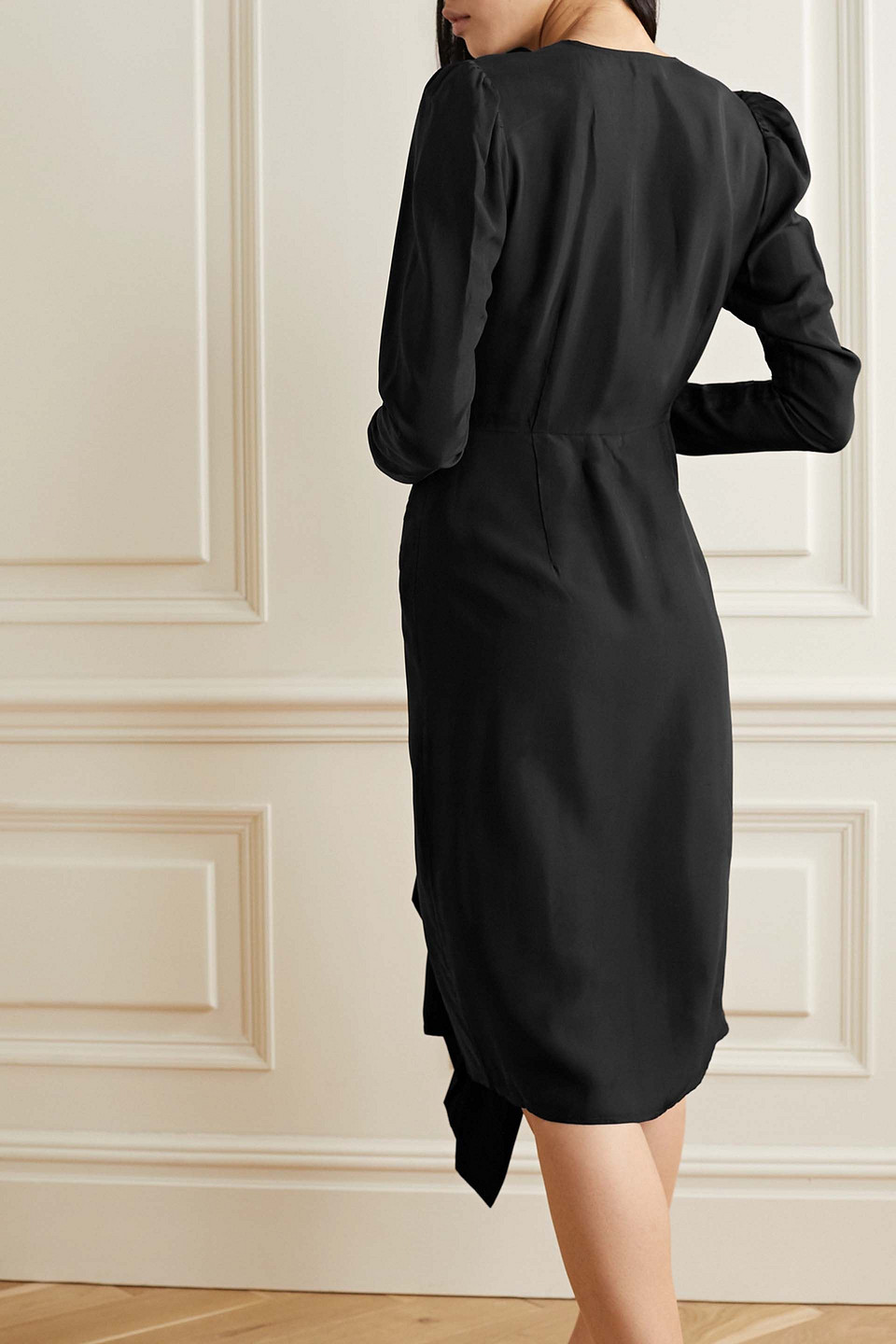 By Malene Birger Orixt Asymmetric Ruffled Crepe Dress In Black
