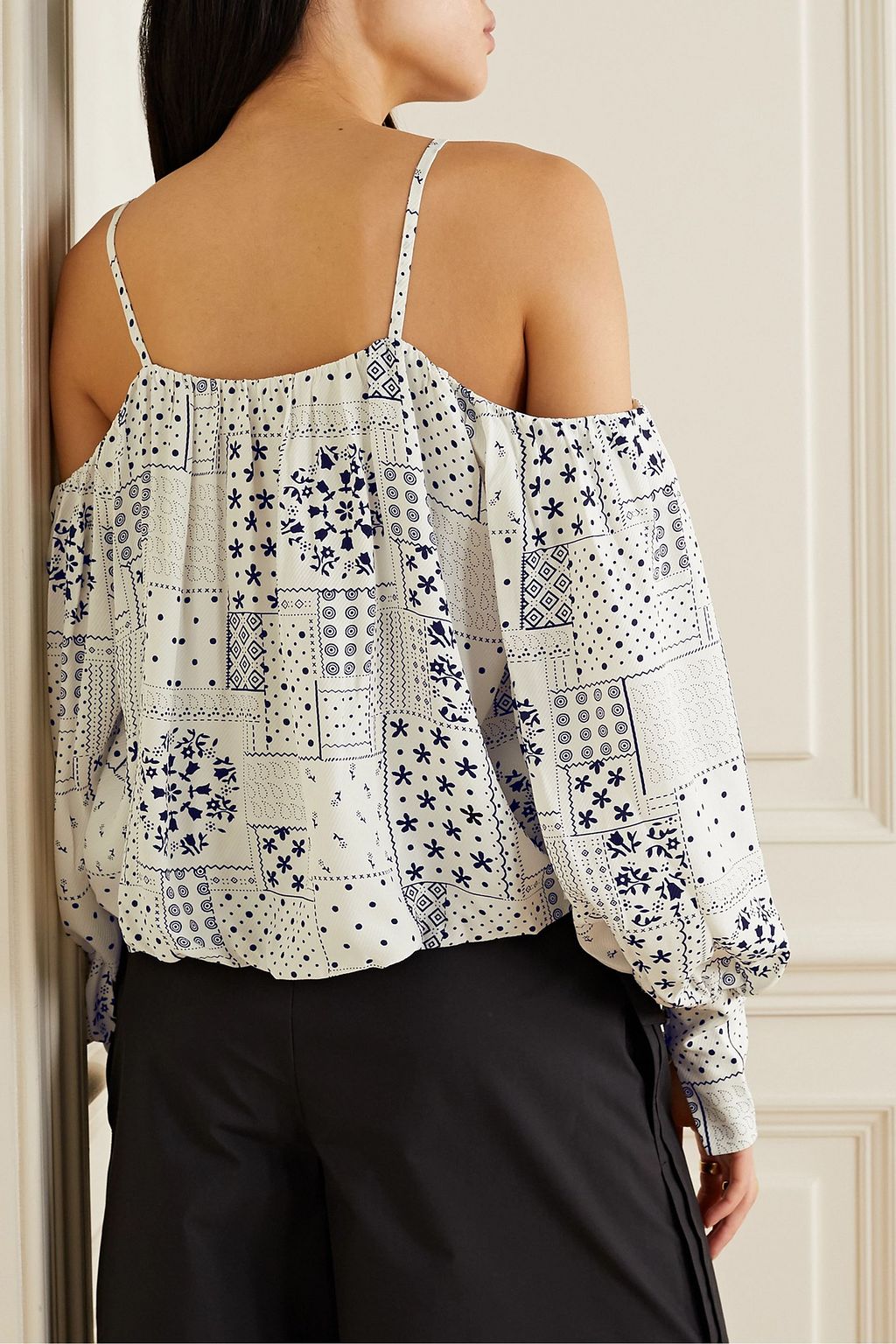 BY MALENE BIRGER Cold-shoulder printed twill top