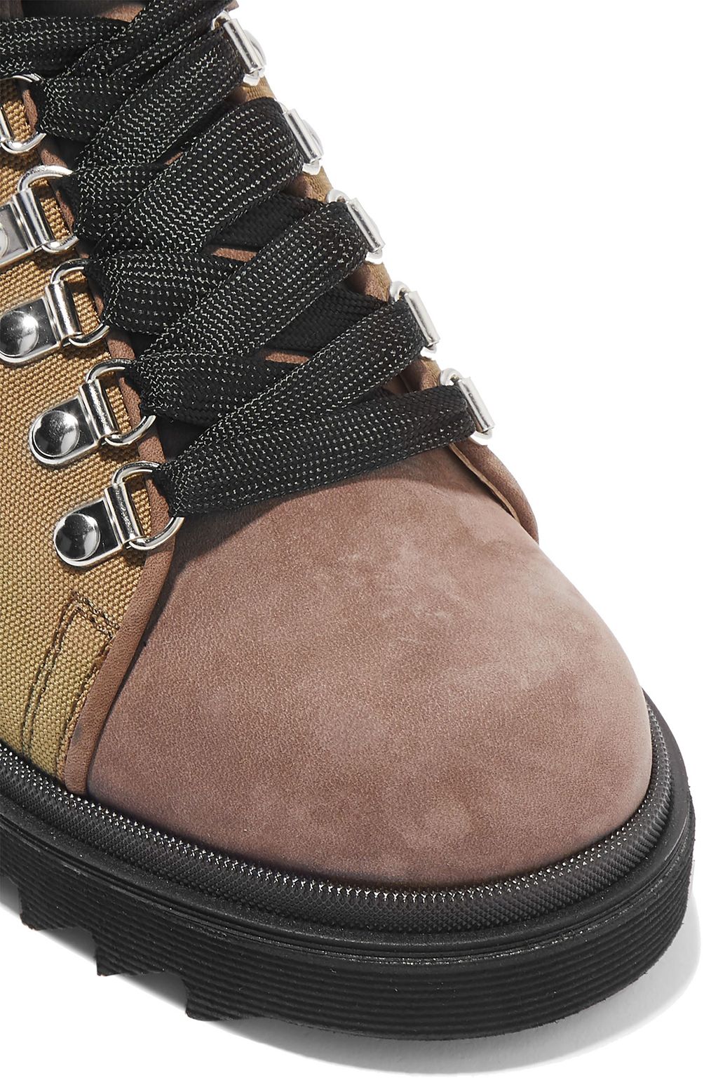 CHLOÉ Bella suede, canvas and croc-effect leather ankle boots