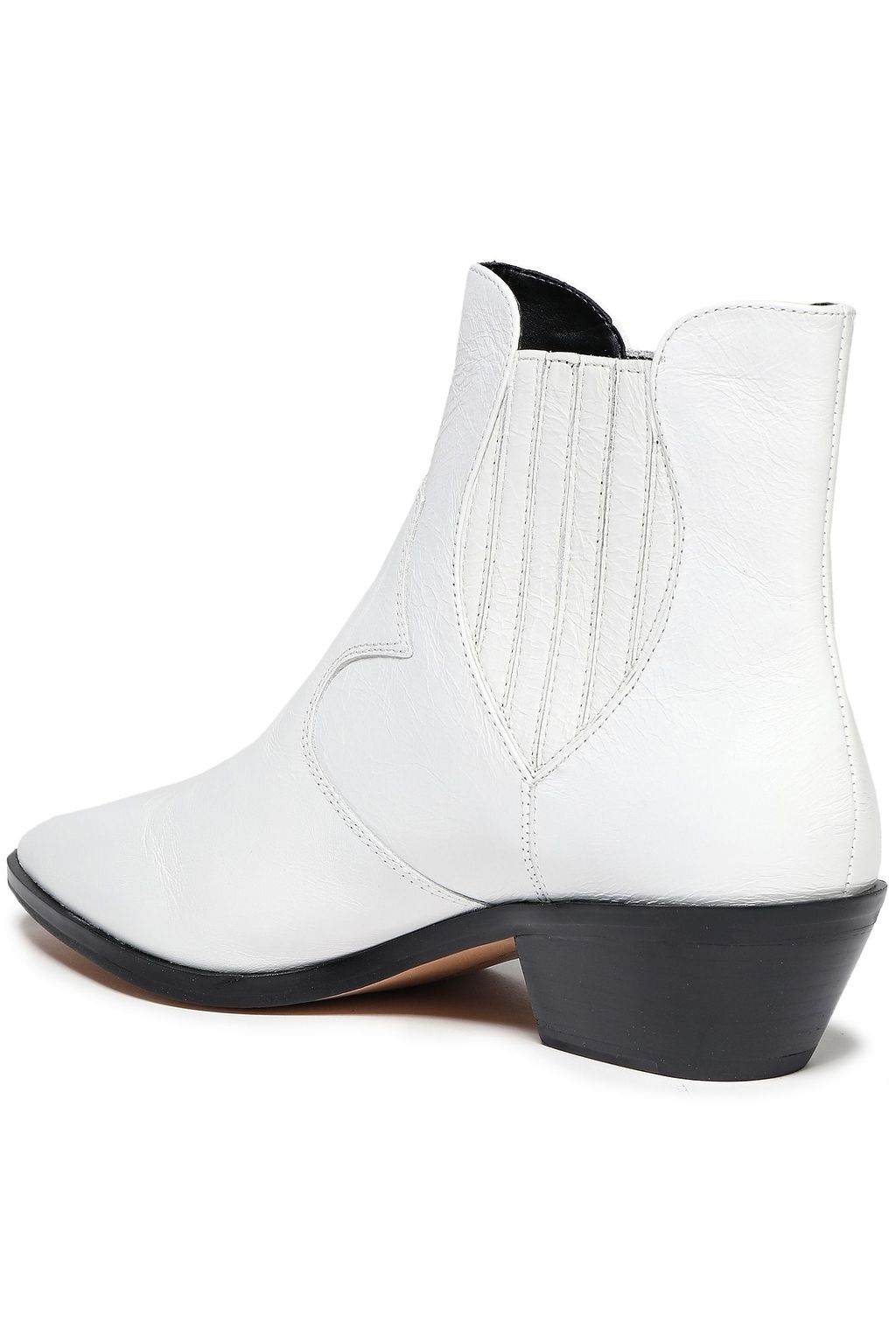 REBECCA MINKOFF Cracked patent-leather ankle boots