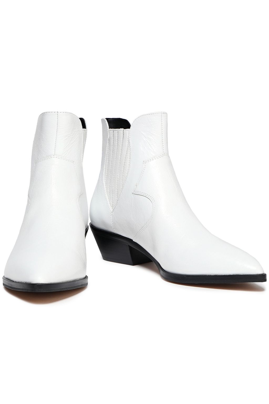 REBECCA MINKOFF Cracked patent-leather ankle boots