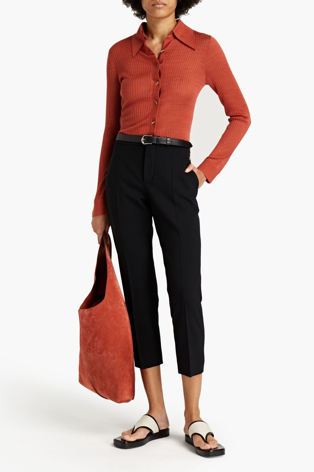 CHLOÉ Cropped wool-blend tapered pants