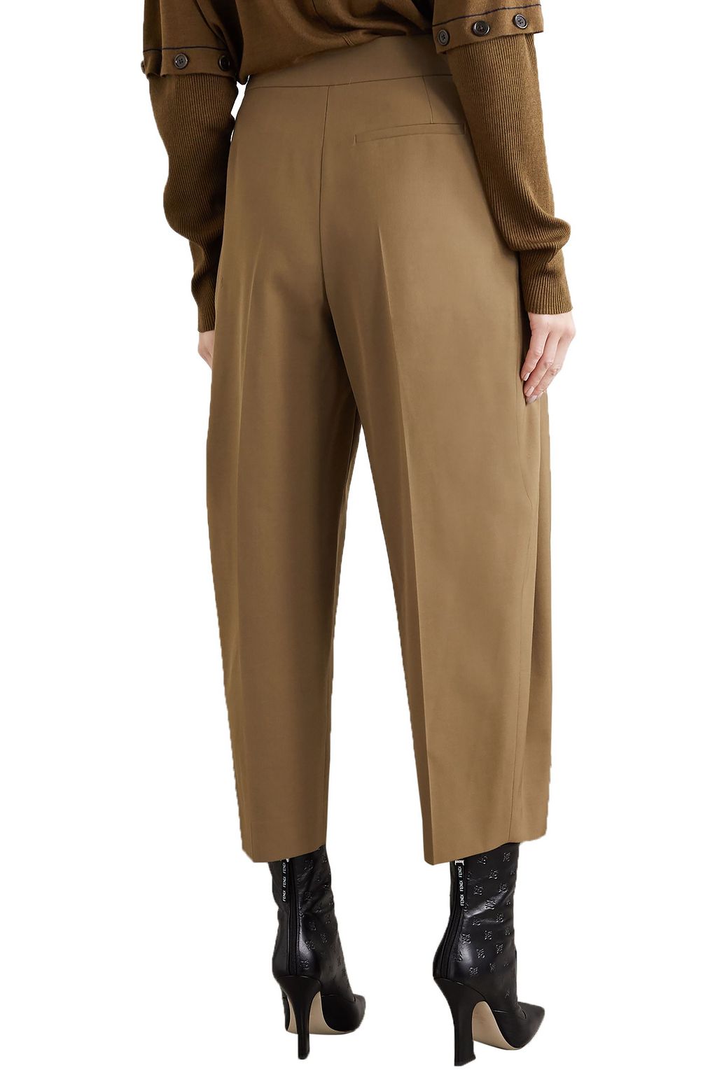 CHLOÉ Cropped pleated twill tapered pants