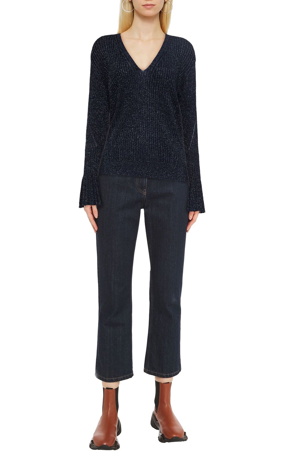 CHLOÉ Metallic ribbed-knit sweater