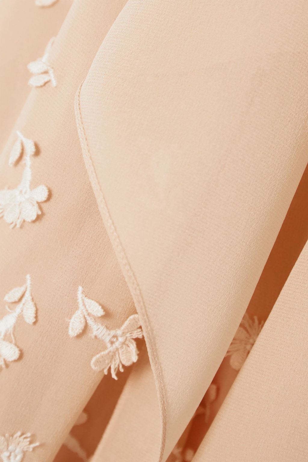CHLOÉ Tie-neck appliquéd silk-georgette blouse
