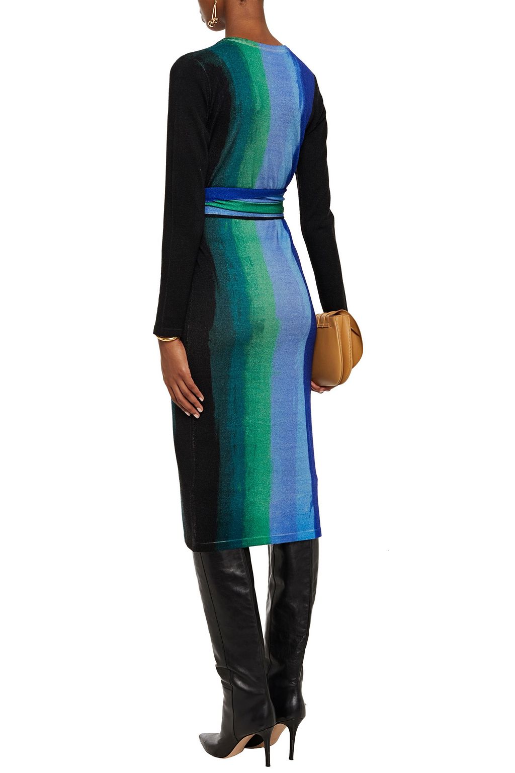 DIANE VON FURSTENBERG Gabel belted printed merino wool midi dress