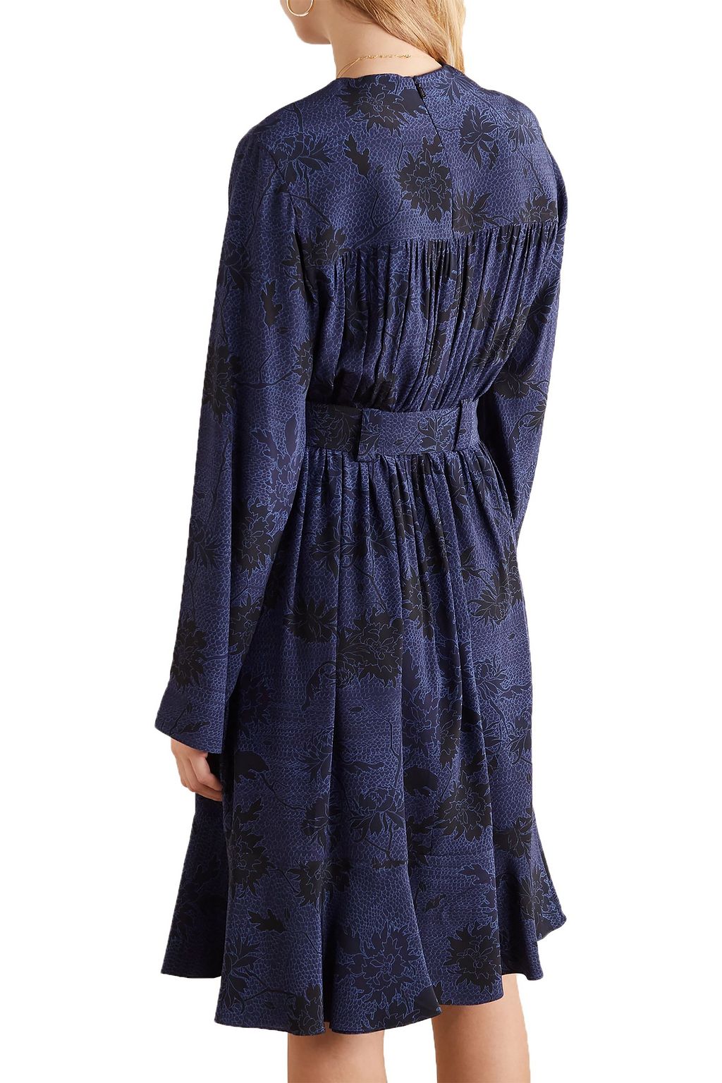 CHLOÉ Belted floral-print silk crepe de chine dress