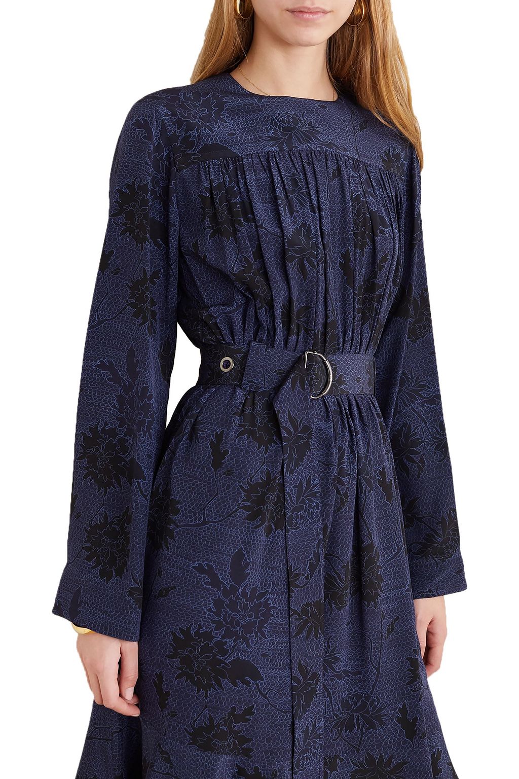 CHLOÉ Belted floral-print silk crepe de chine dress