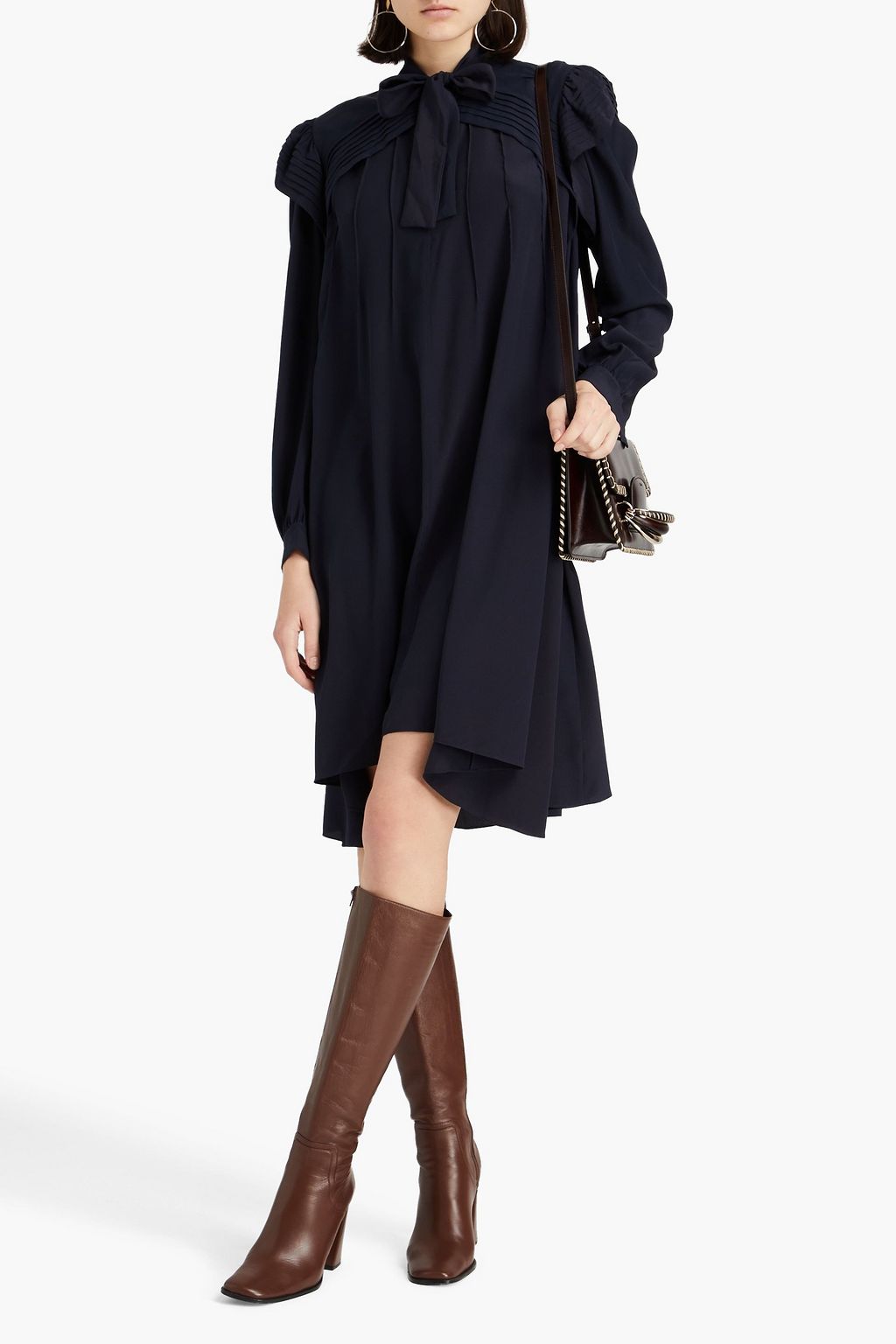 CHLOÉ Kleid aus Crêpe de Chine aus Seide mit Biesen