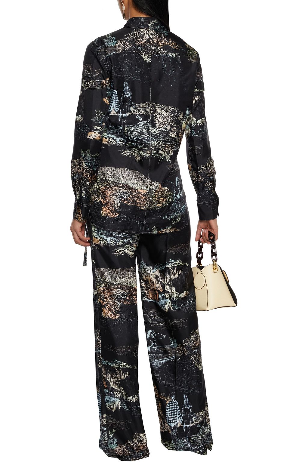 CHLOÉ Printed silk-twill wide-leg pants
