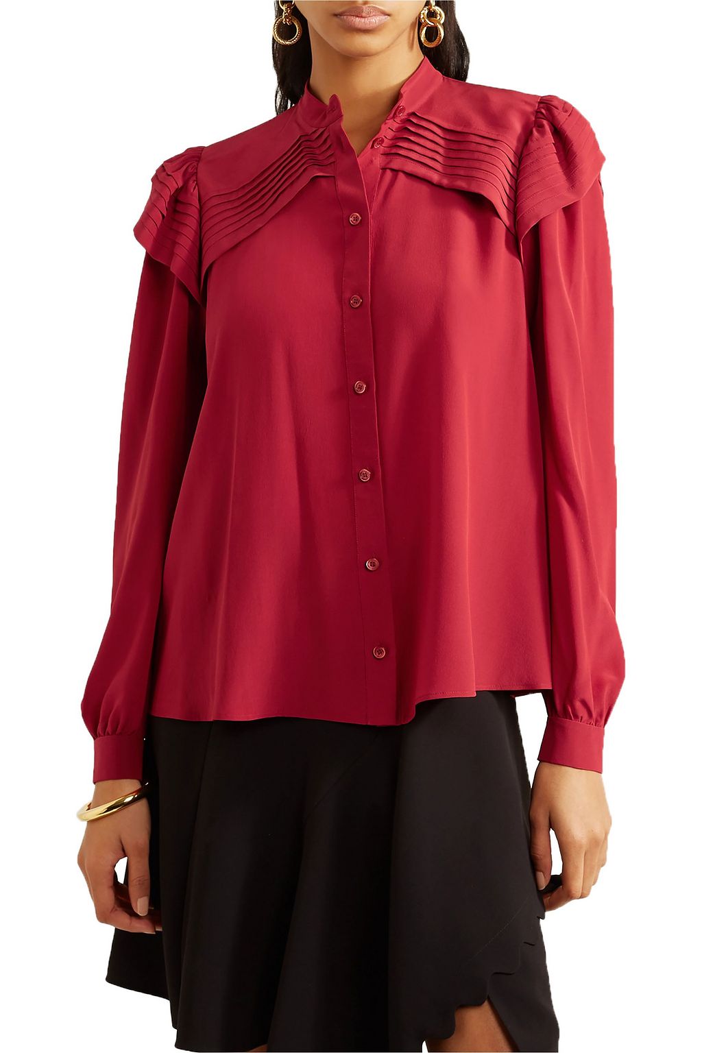 CHLOÉ Pintucked silk crepe de chine shirt