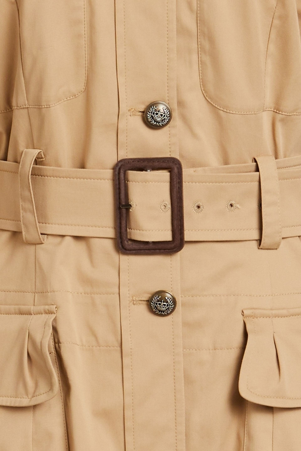 Shop Dolce & Gabbana Belted Cotton-blend Jacket In Sand