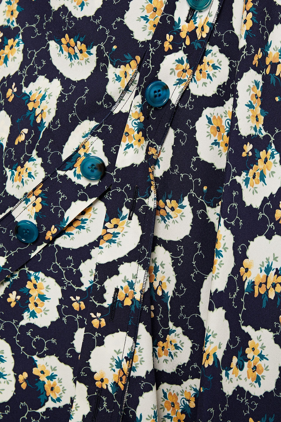 Chloé Asymmetric Floral-print Silk-blend Cady Skirt In Midnight Blue