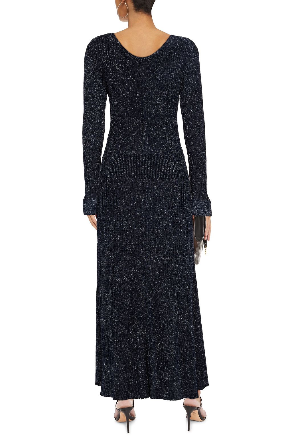 CHLOÉ Metallic ribbedknit maxi dress THE