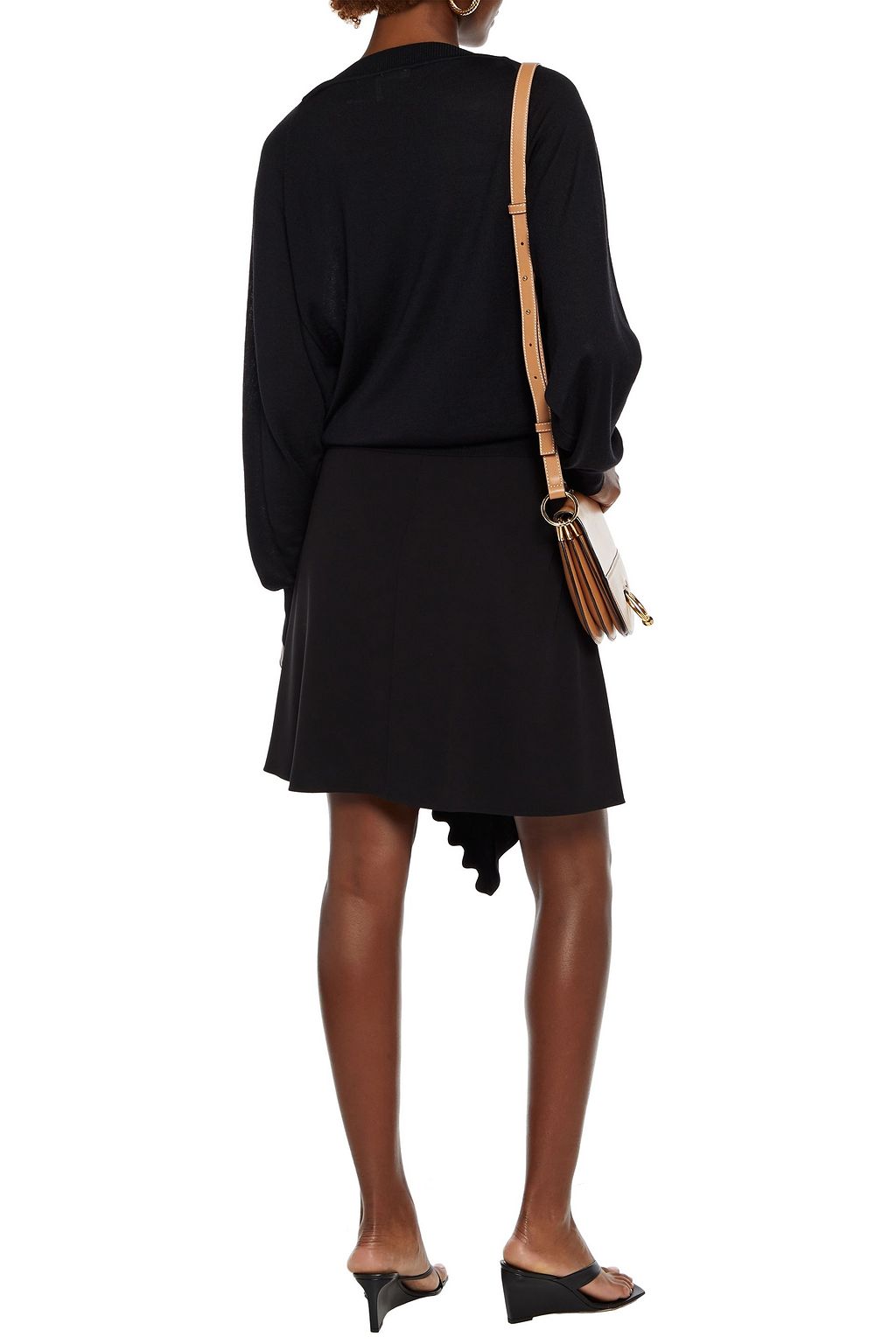 CHLOÉ Scalloped ruffled crepe mini skirt