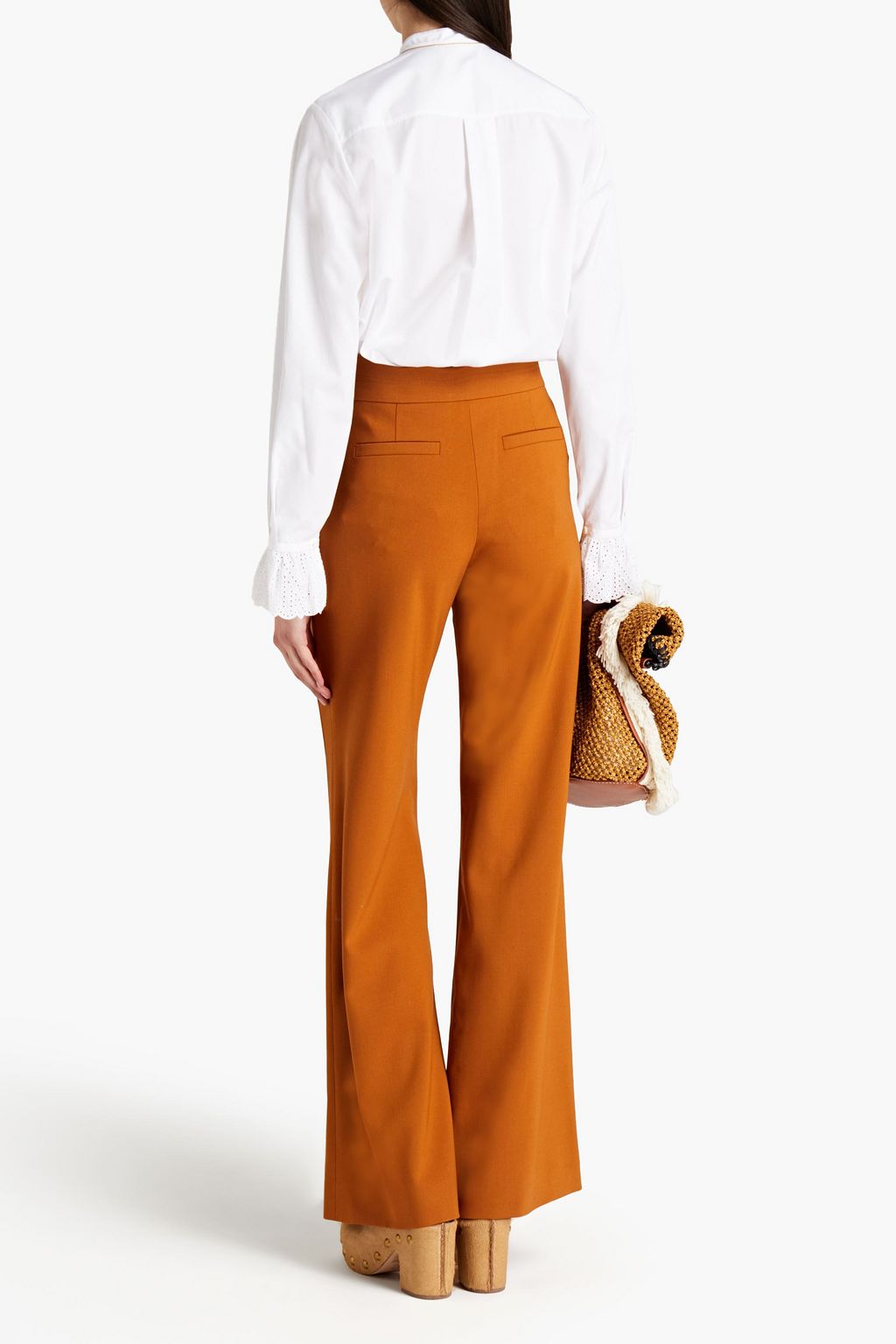 CHLOÉ Button-embellished wool-blend wide-leg pants