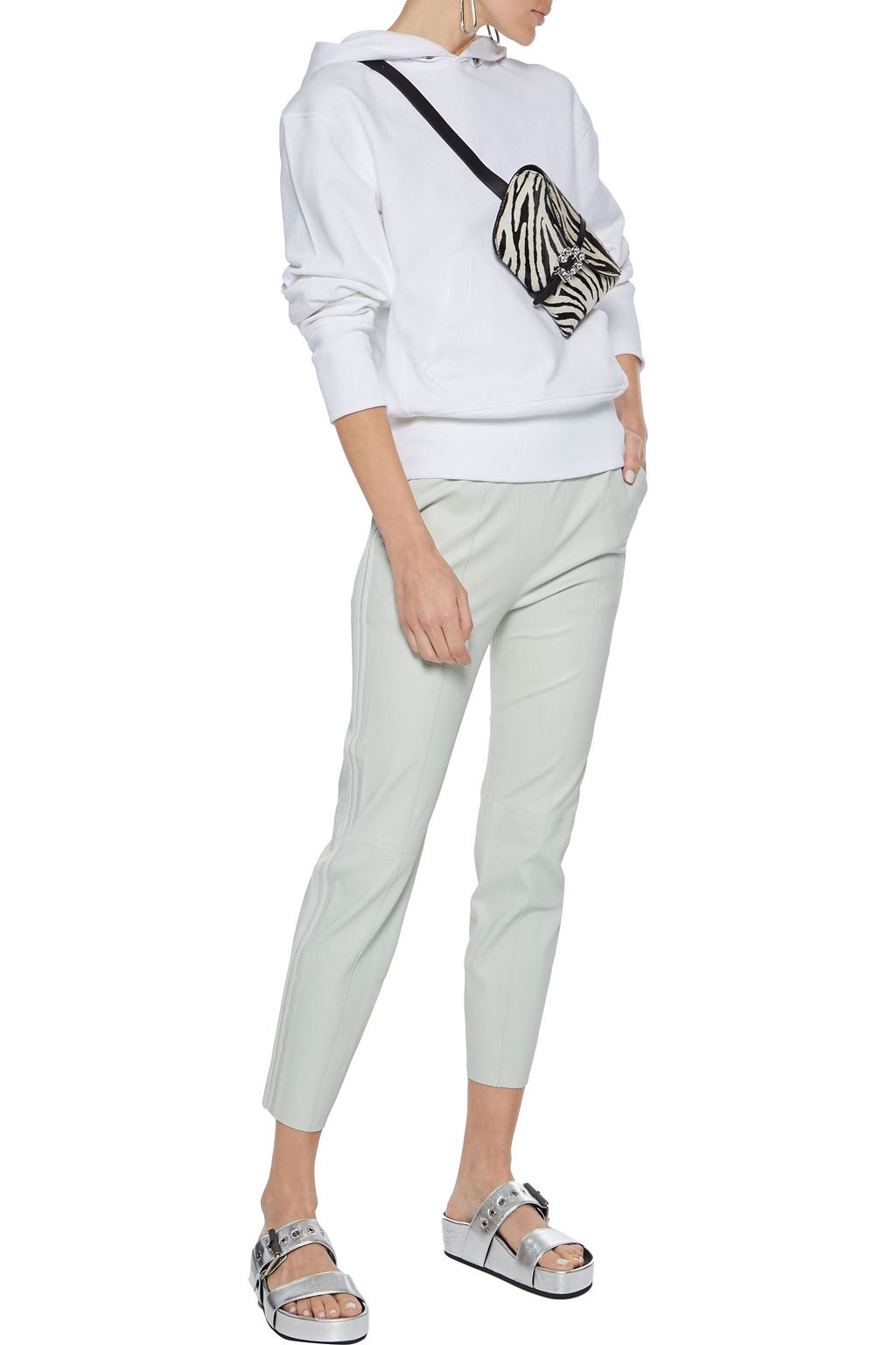 SPRWMN Cropped neon leather tapered pants