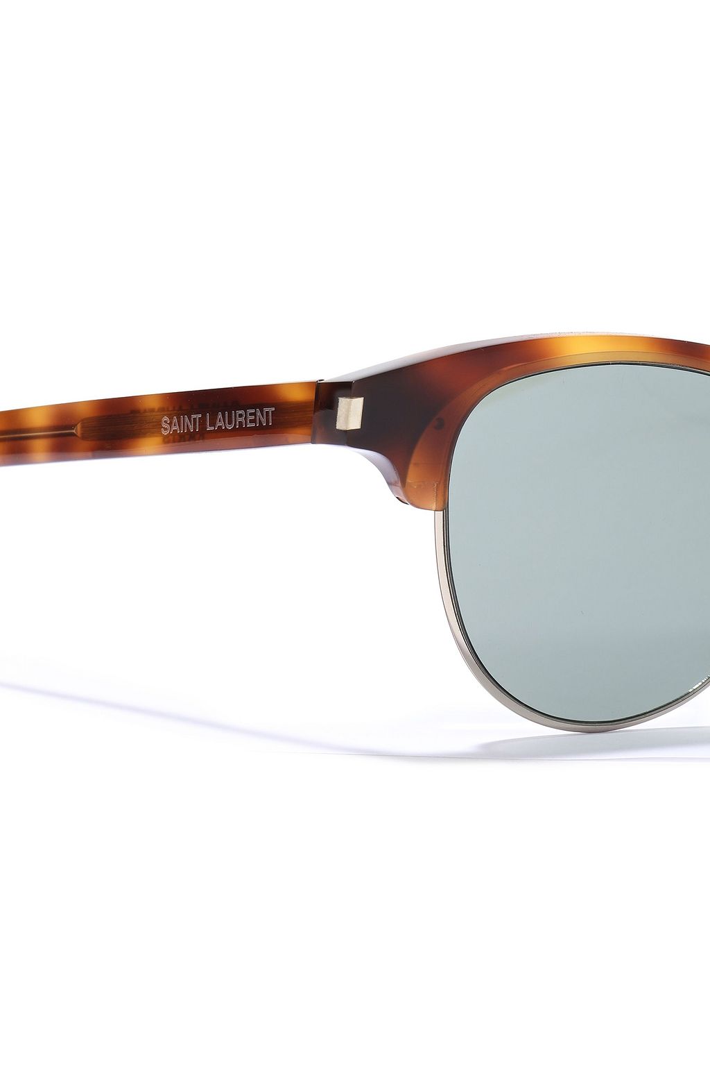 SAINT LAURENT D-frame tortoiseshell-print acetate and gold-tone sunglasses