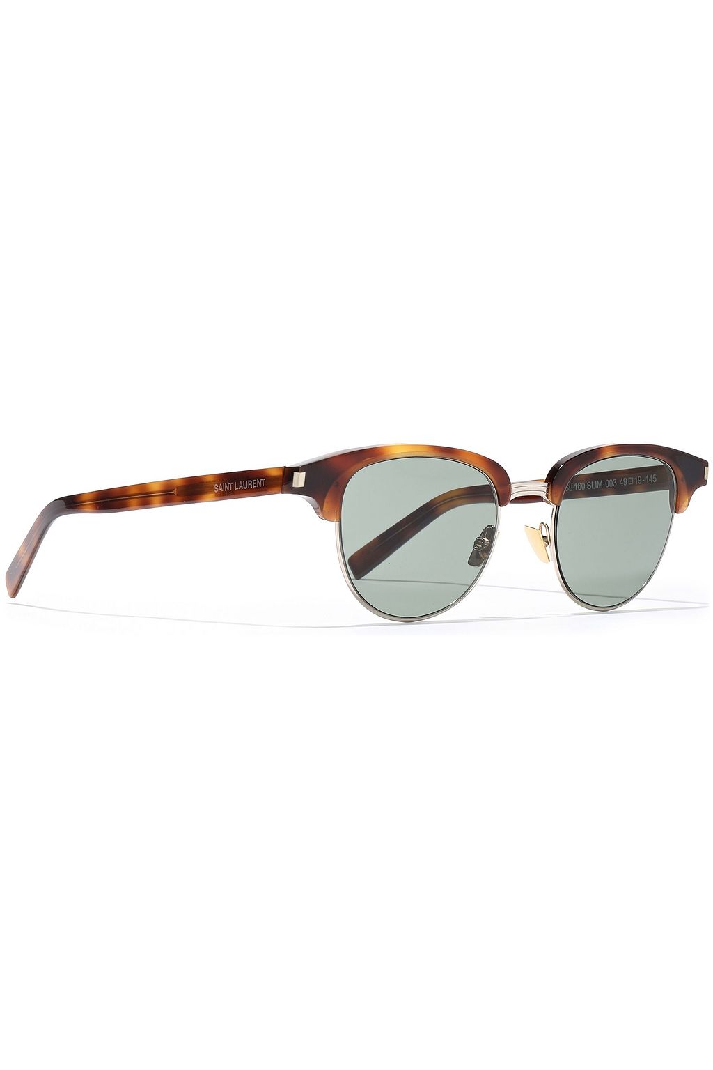 SAINT LAURENT D-frame tortoiseshell-print acetate and gold-tone sunglasses