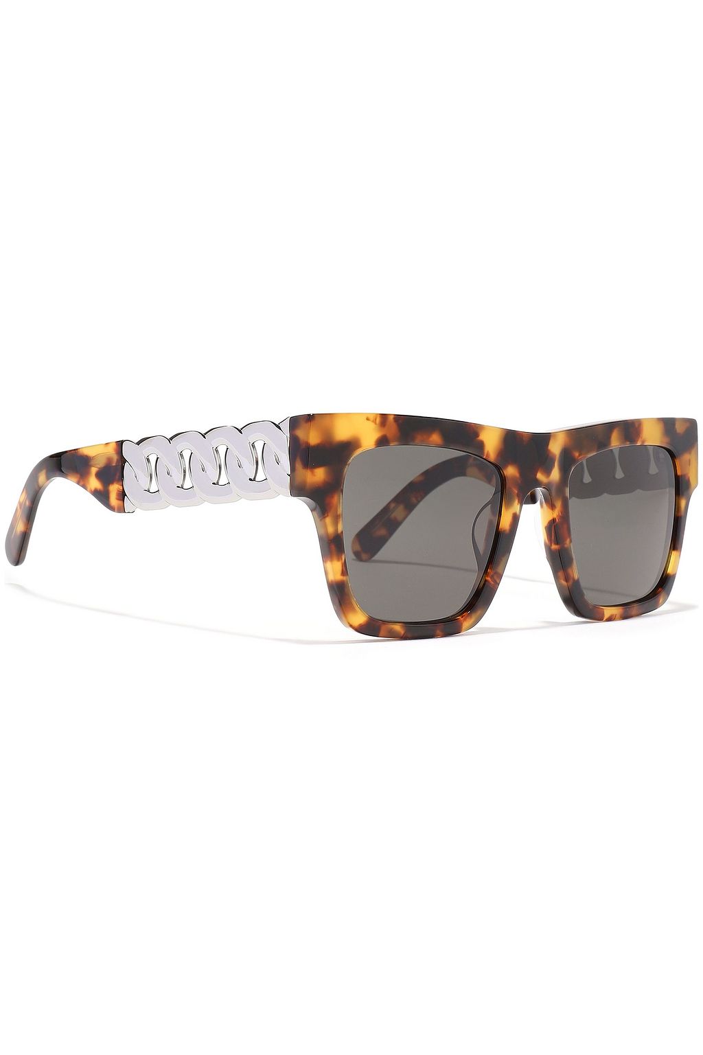 STELLA MCCARTNEY Square-frame tortoiseshell acetate and silver-tone sunglasses