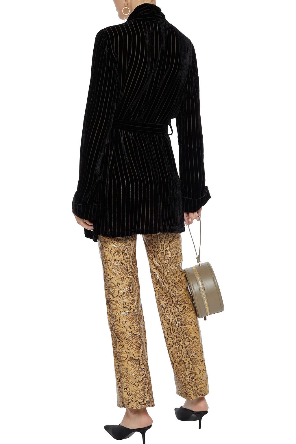 CAMI NYC The Pari belted devoré-velvet wrap cardigan