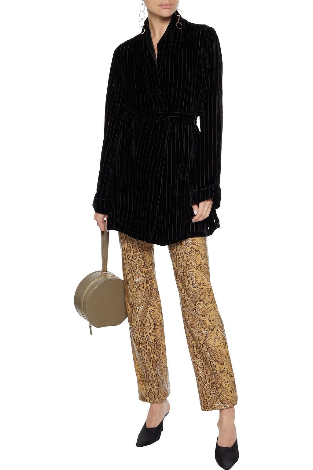 CAMI NYC The Pari belted devoré-velvet wrap cardigan