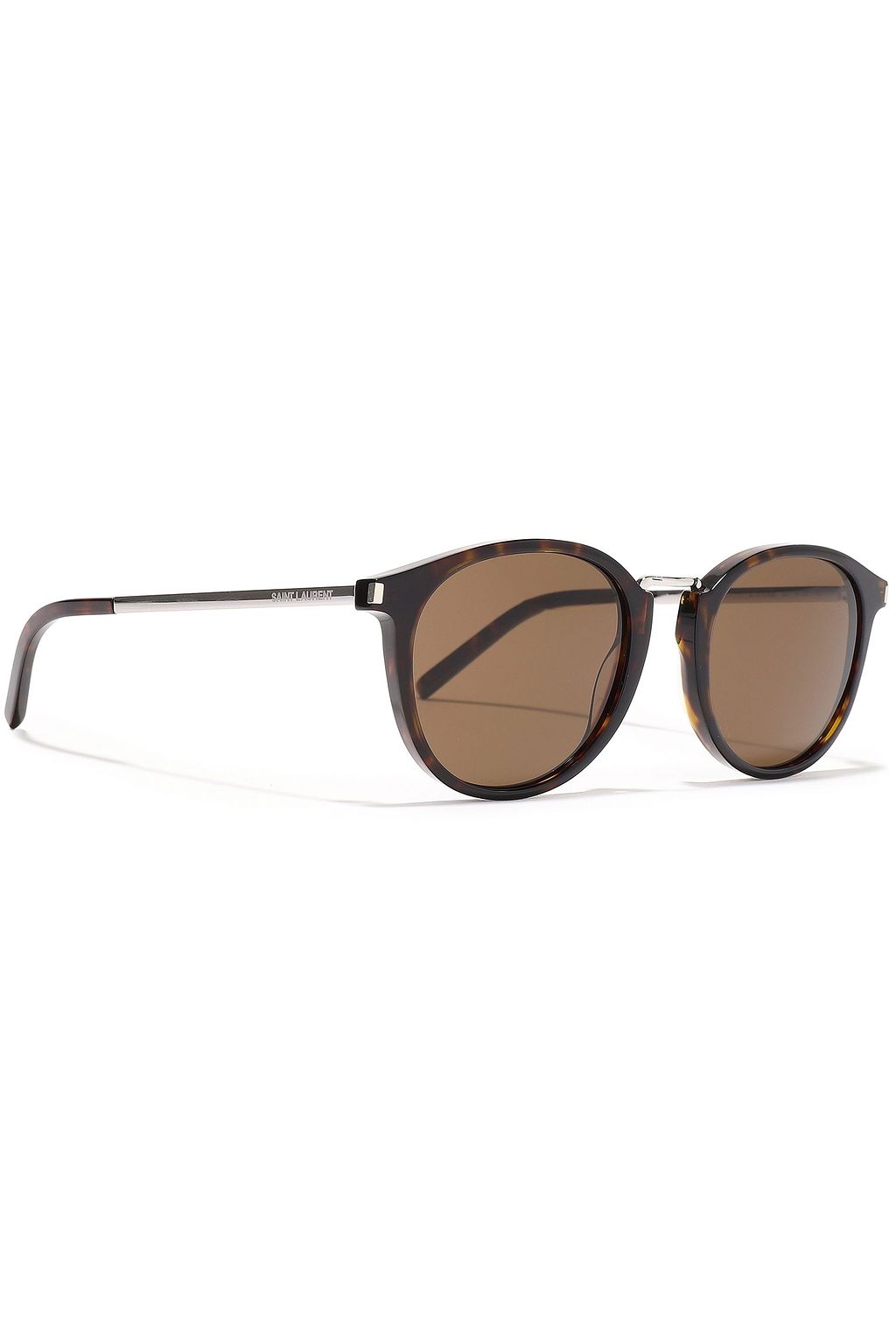 SAINT LAURENT Round-frame tortoiseshell acetate sunglasses