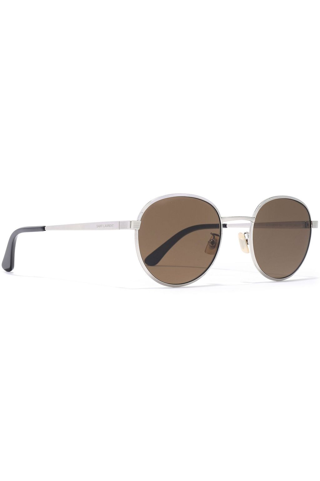 SAINT LAURENT Round-frame silver-tone sunglasses