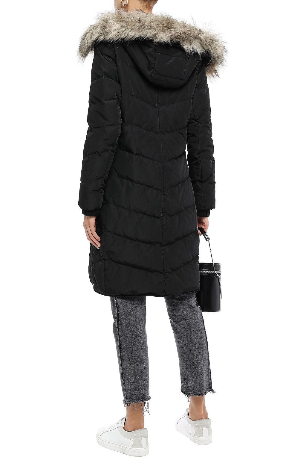 DKNY Quilted shell hooded down coat