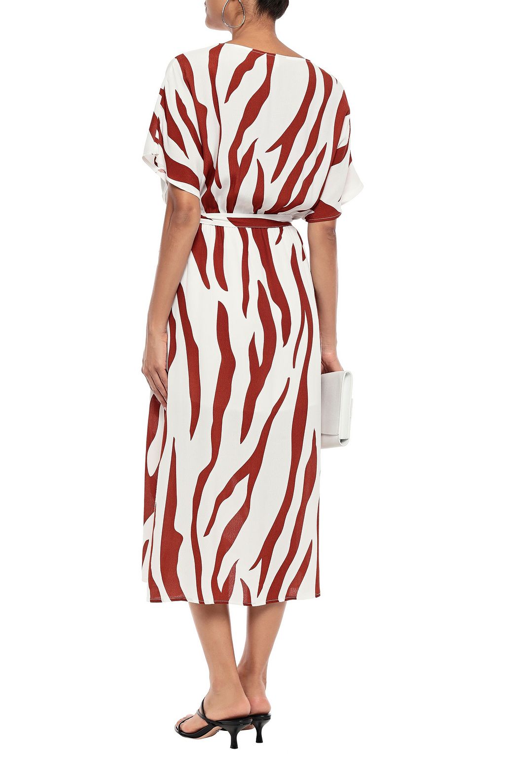 CHARLI Wrap-effect zebra-print crepe de chine midi dress