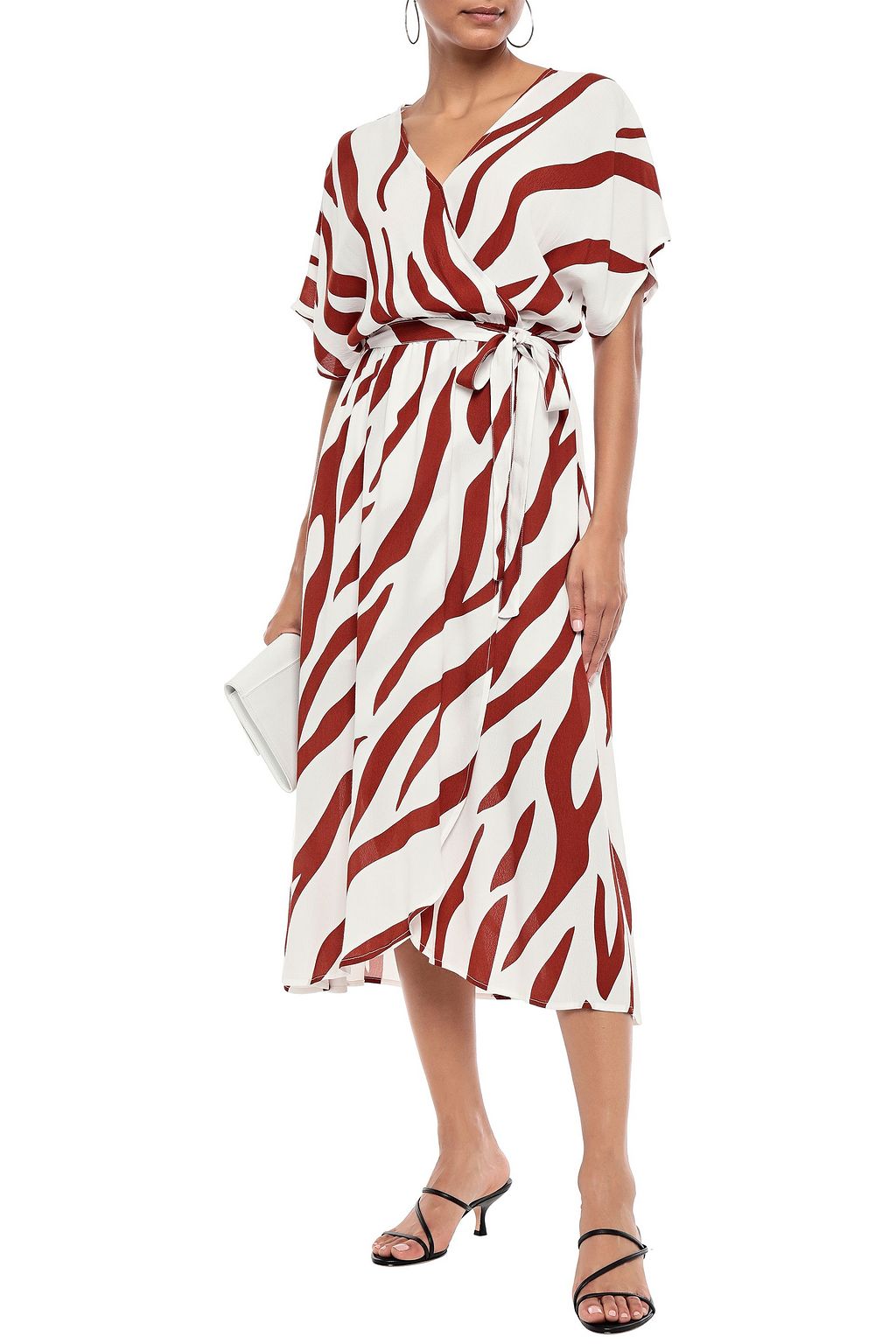 CHARLI Wrap-effect zebra-print crepe de chine midi dress
