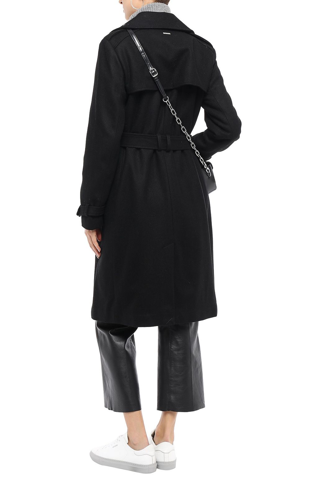 DKNY Belted wool-blend felt coat