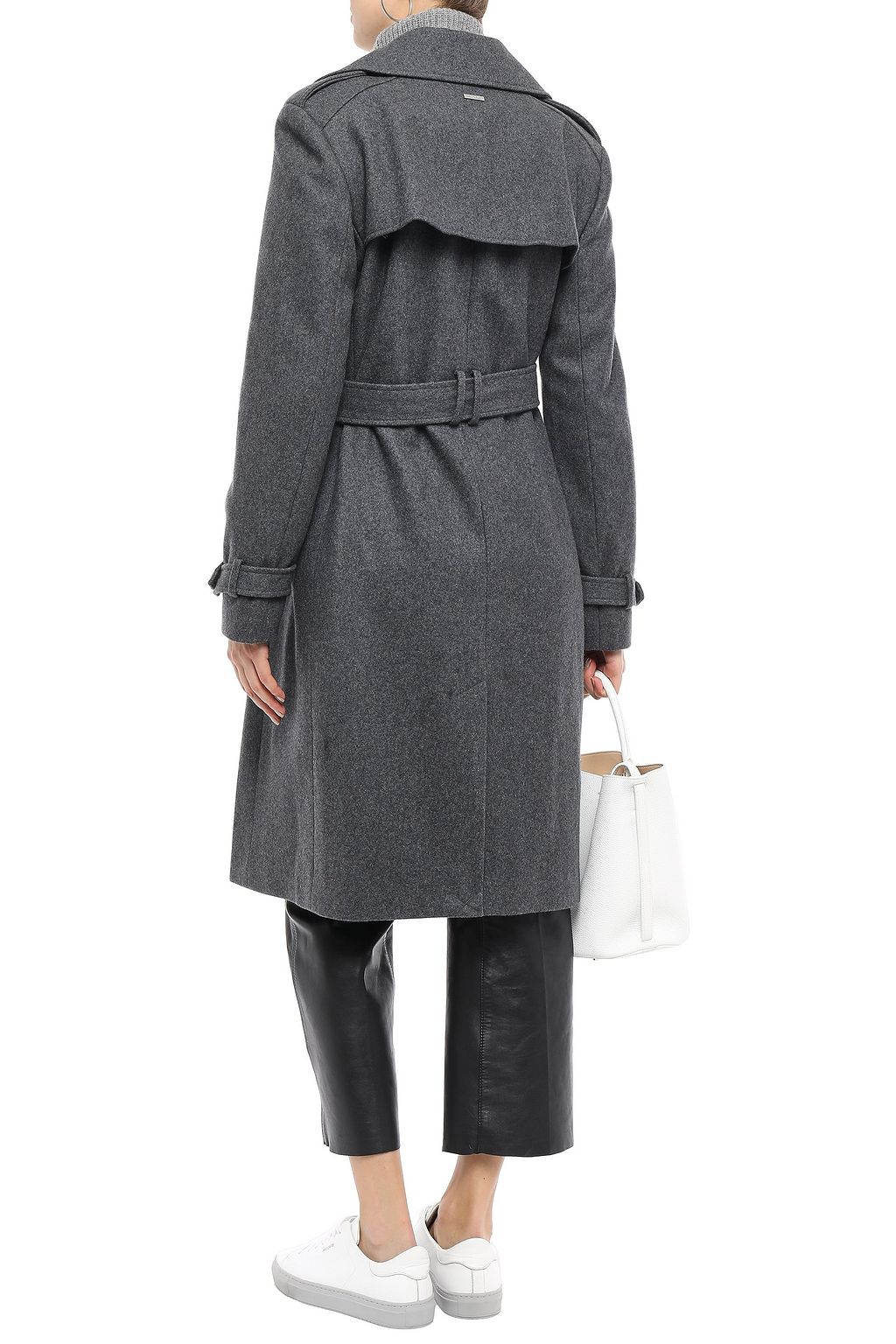 DKNY Belted wool-blend felt coat