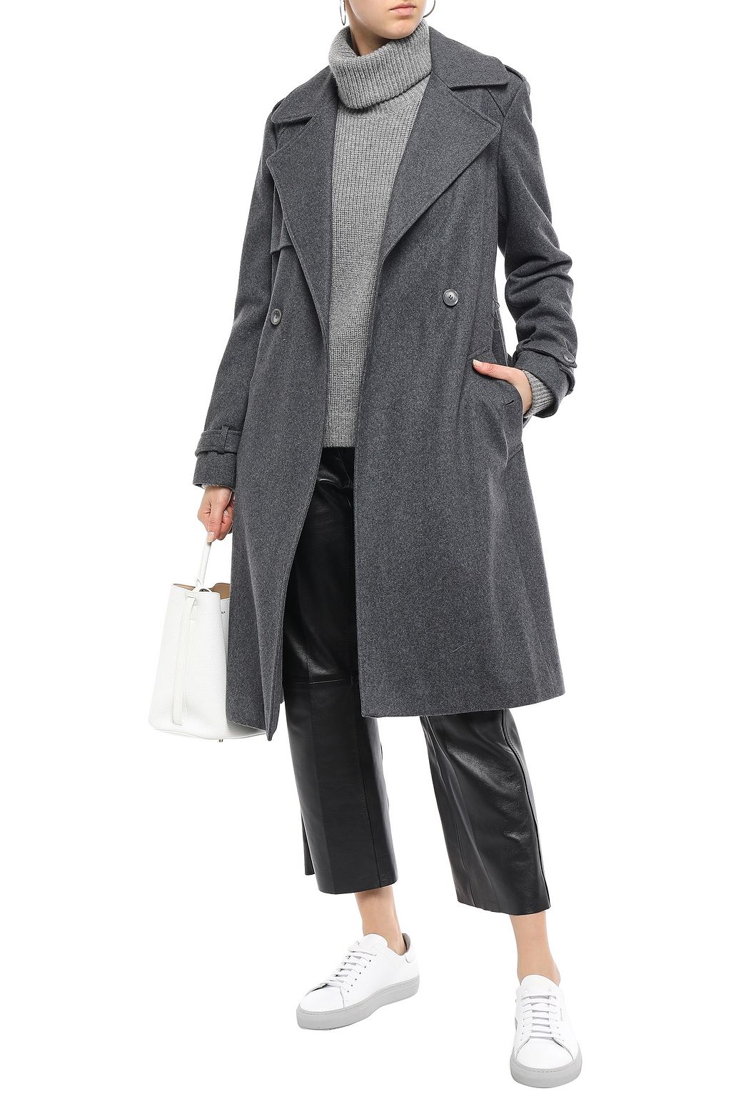 DKNY Belted wool-blend felt coat