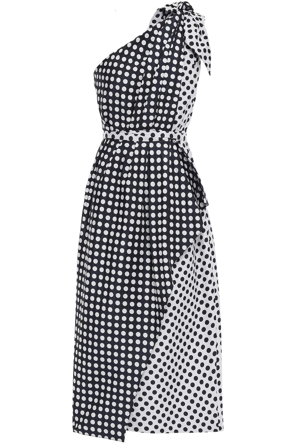 draped polka dot tulle dress
