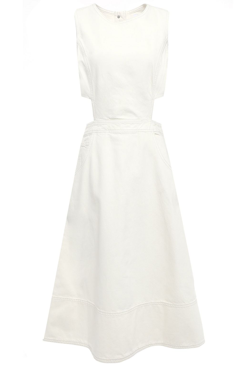 white denim midi dress