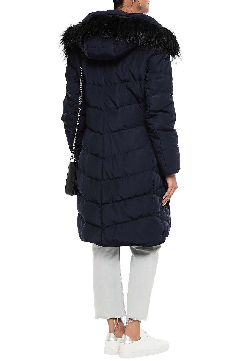 DKNY Quilted shell hooded down coat