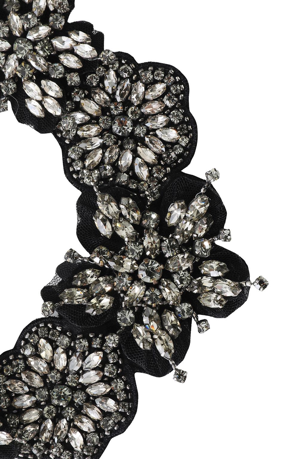 VALENTINO GARAVANI Floral-appliquéd, crystal and satin necklace