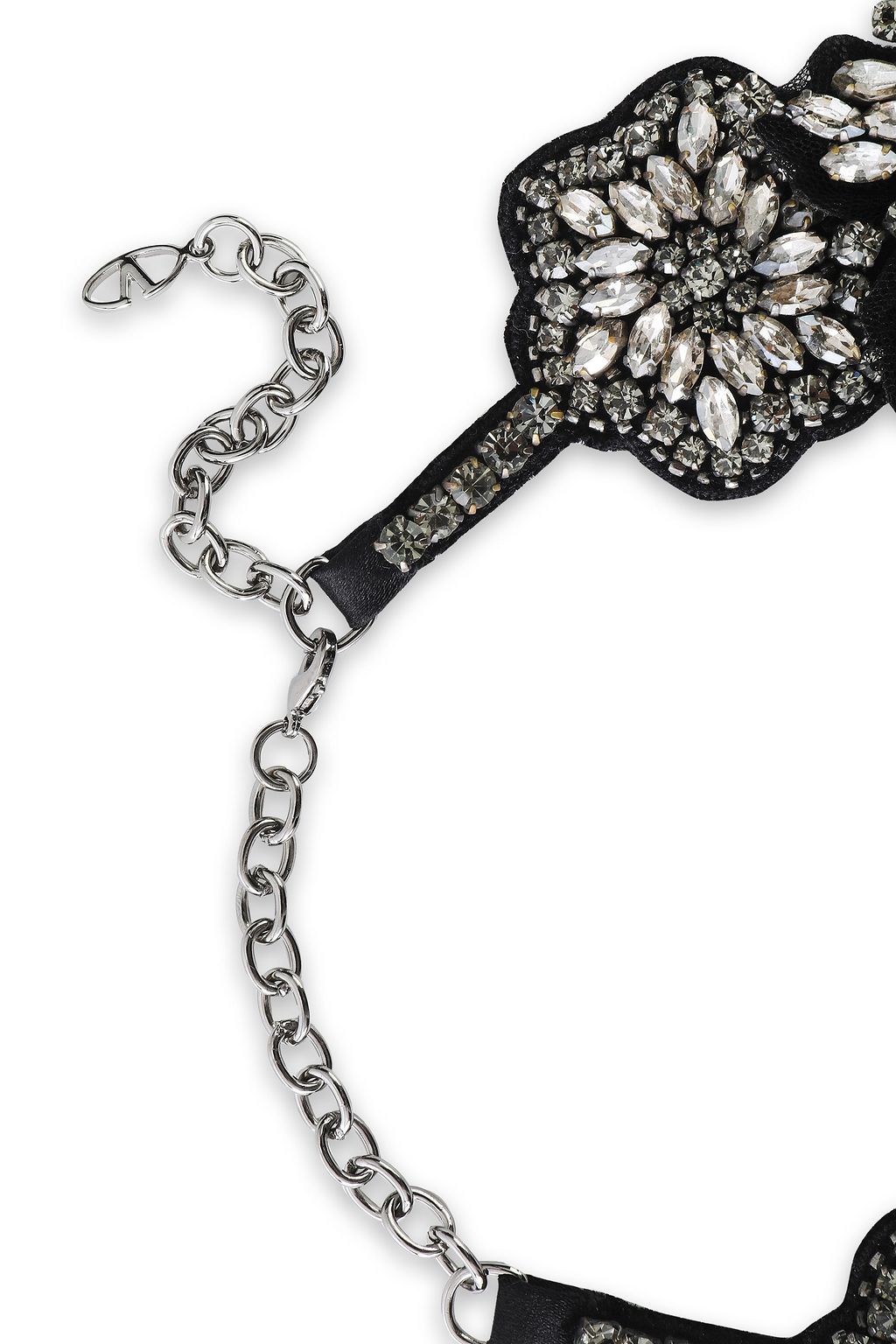 VALENTINO GARAVANI Floral-appliquéd, crystal and satin necklace
