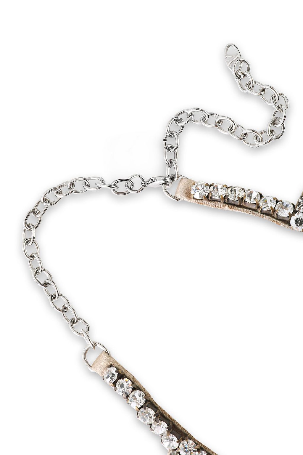 VALENTINO GARAVANI Silver-tone, crystal and satin necklace